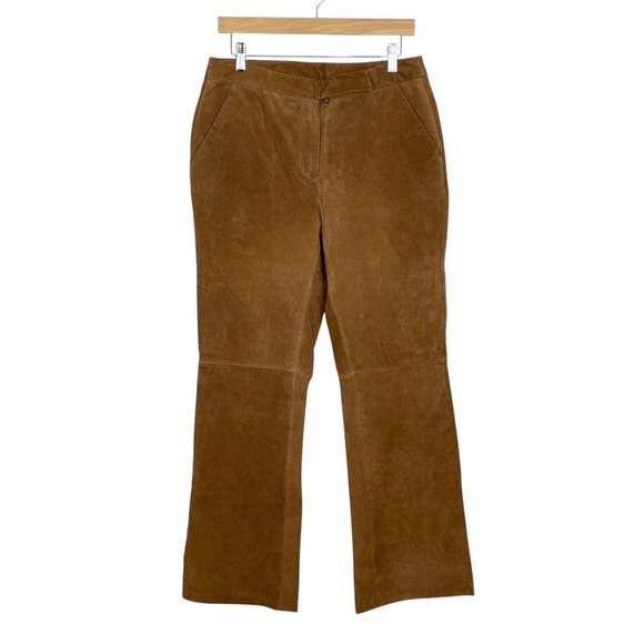 Chadwick's Pants - Vintage Womens Brown Suede Leather Pants Size 10 Quiet Luxury Straight Leg
